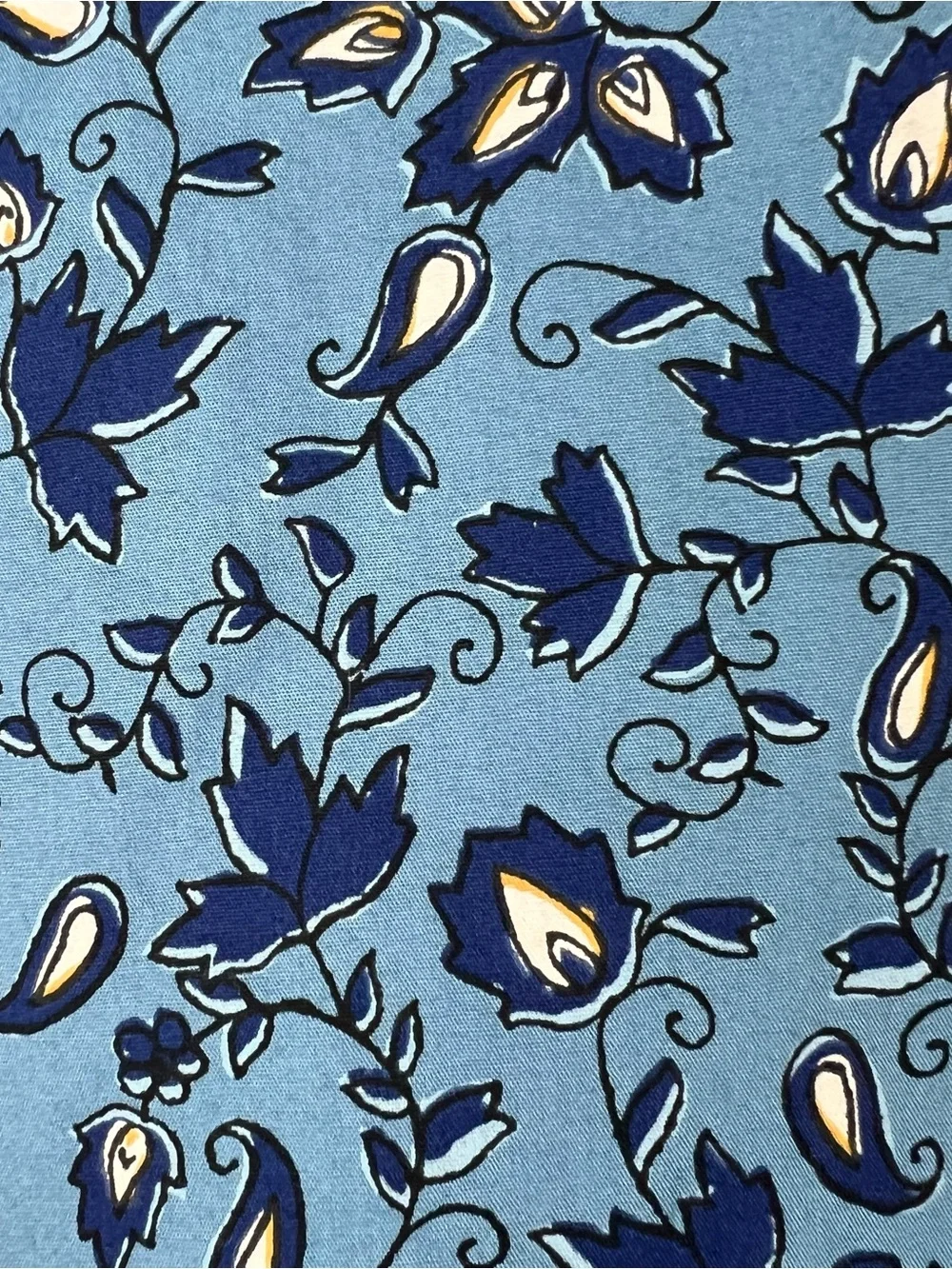 J. Crew Floral Paisley Printed Smocked Cuff Poplin Blouse Blue 2024 Size L